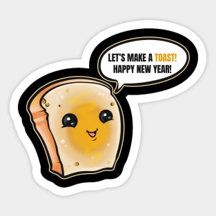 Slice of Bread Making A Toast For A Happy New Year Sticker